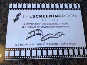 The Screening room sign